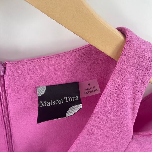 MAISON TARA Dress Size 4 Savanah Midi Cut Out Crepe Fit & Flare Wedding NWT - Picture 4 of 16